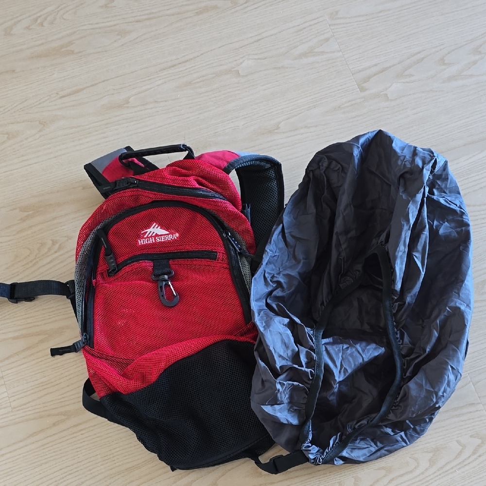High Sierra Red and Black Backpack with Cover
